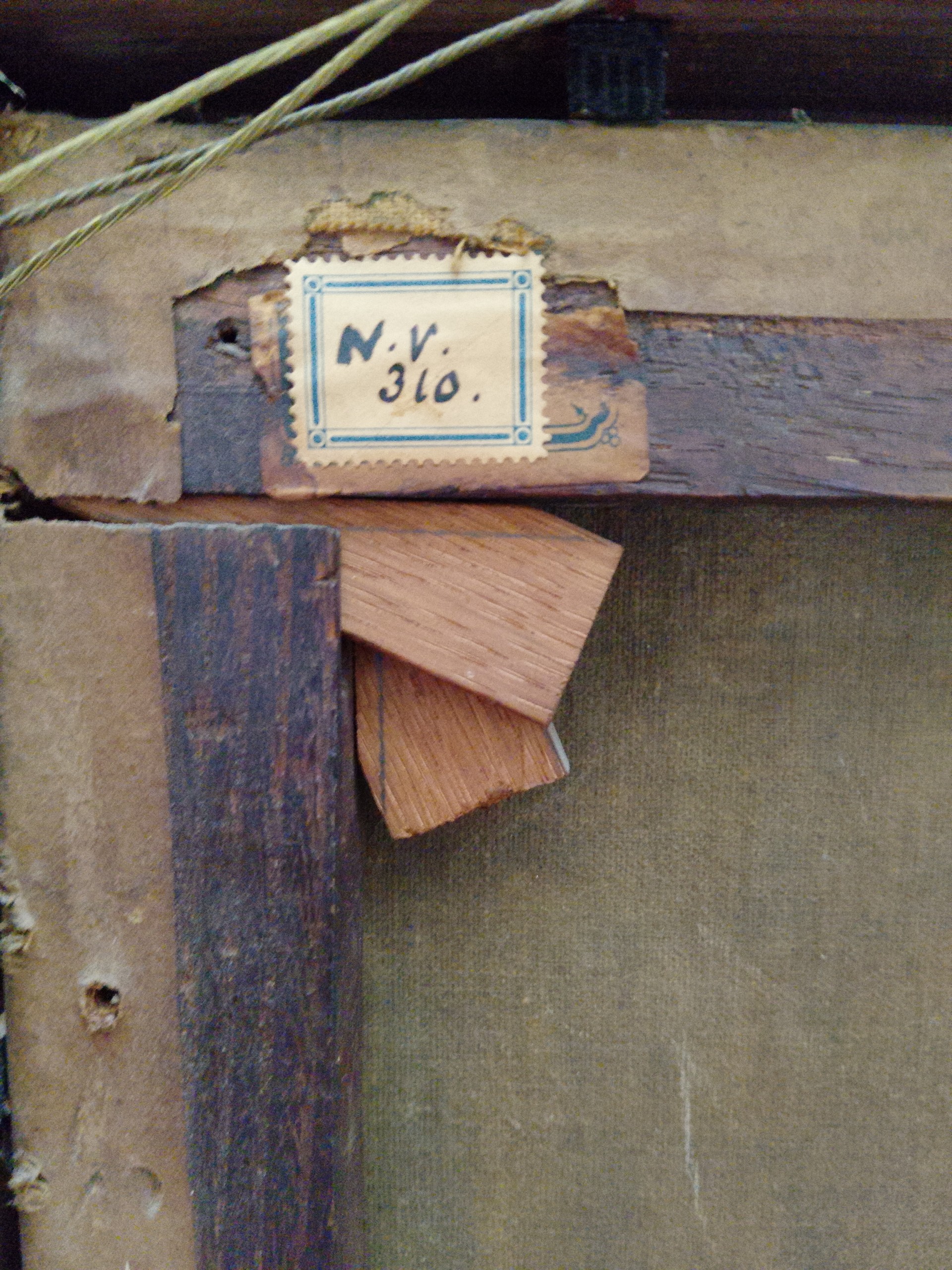 Antonio Mercurio Aramosi oil painting reverse detail mcphersonantiques.com